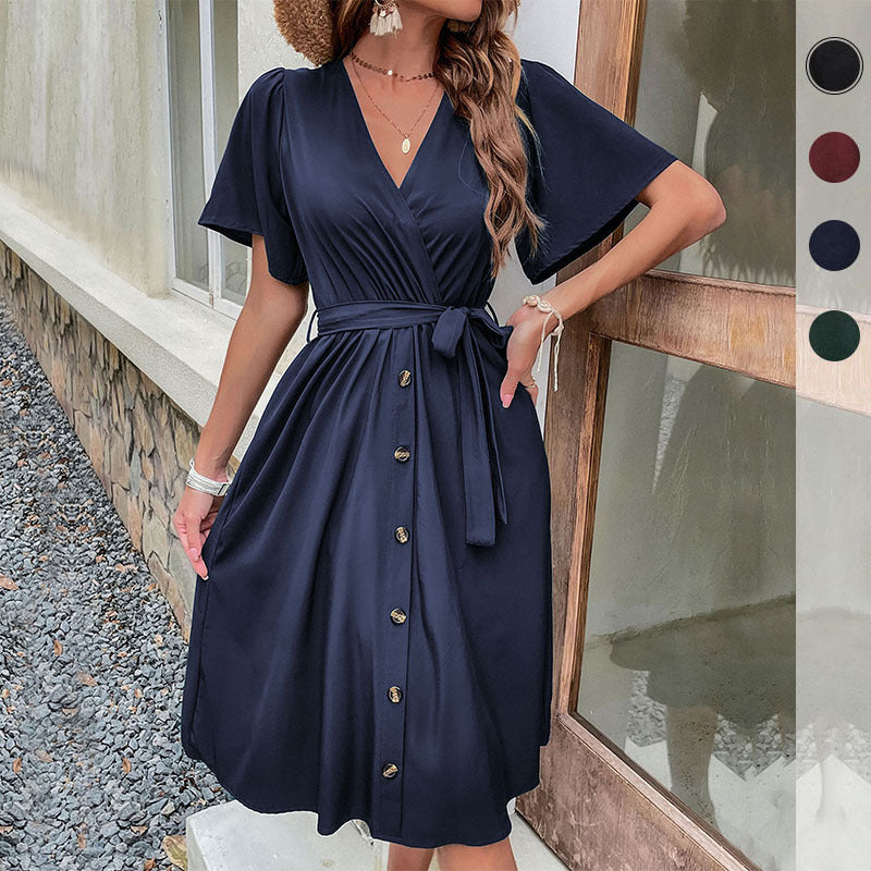 Robe Élégante Ceinturée à Manches