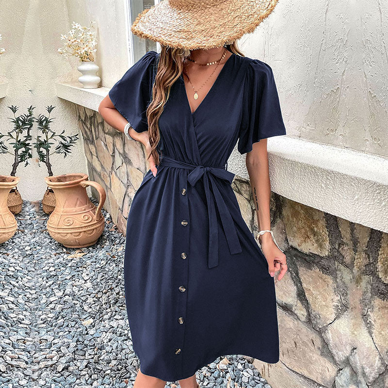 Robe Élégante Ceinturée à Manches
