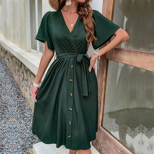 Robe Élégante Ceinturée à Manches