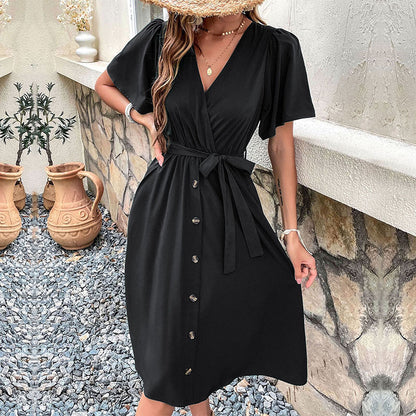 Robe Élégante Ceinturée à Manches