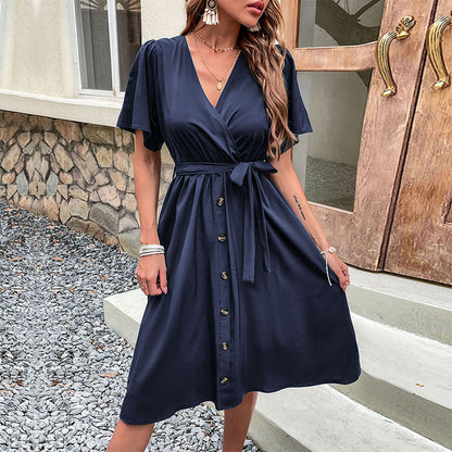 Robe Élégante Ceinturée à Manches